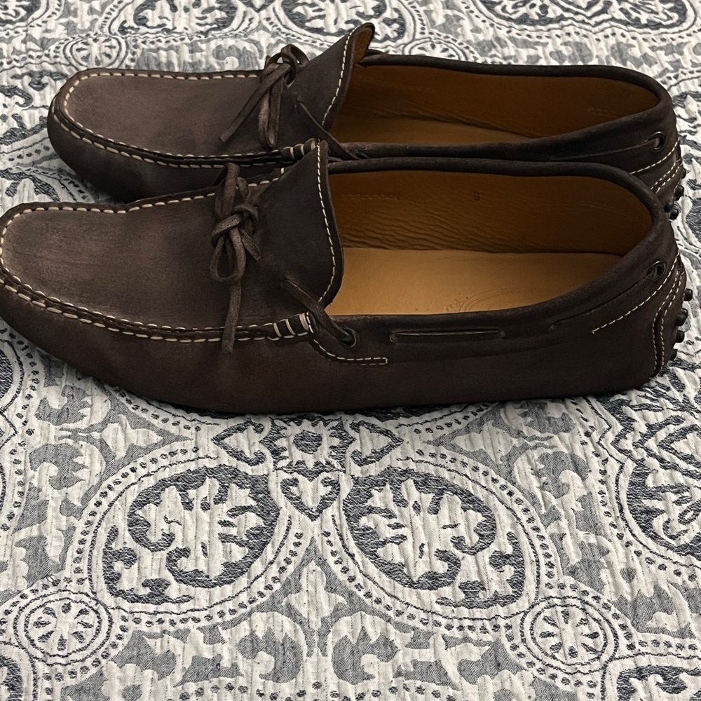 Tod's Dark Brown Leather Suede Loafers Sz 9